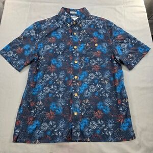 Duluth Trading Co. Fireworks Print Button Up Casual Shirt Untucked Relaxed Fit M
